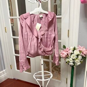 Elegant Pink Ruffle Blouse